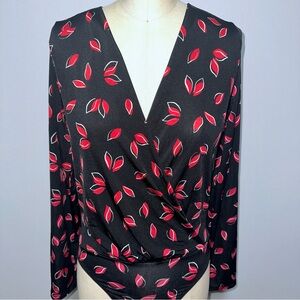 *NWOT* Express Black & Red Long Sleeved Bodysuit
